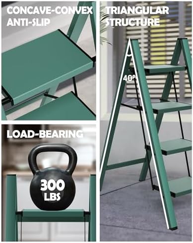 Taranta 4 Step Stool Foldable,Aluminum Step Ladder-Green - Image 2