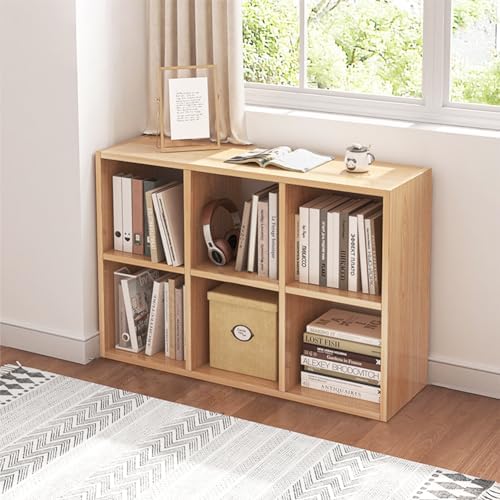 NELYE 6 Cube Organizer Bookcase Oak Open Shelf by NELYE