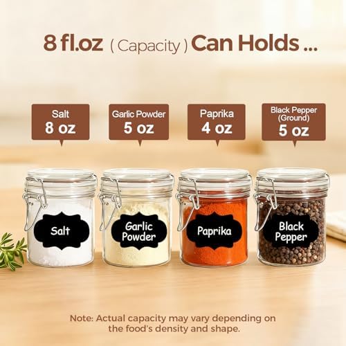 ComSaf Small 8 oz Glass Jars with Airtight Lids 12 Pack Jam Pantry - Image 3