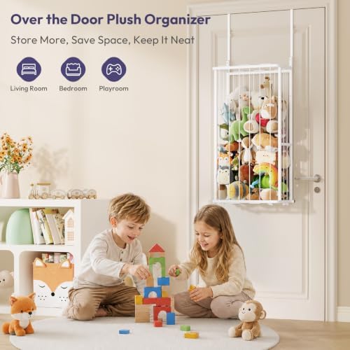 SWTYMIKI Hanging Stuffed Animal Storage - Over Door Toy Organizer, 2-Tier - Image 3