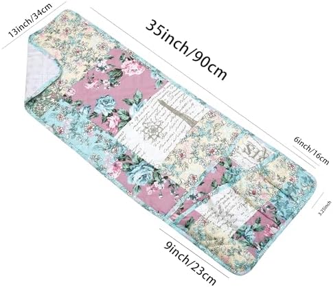 Brilliant Sunshine Lilac & Egg Blue Rose Couch Armrest Organizer, 35"×13" - Image 3