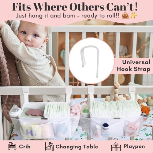 2-Pack Hanging Diaper Organizer for Crib, Playpen, Bassinet & Pack n Play - Image 2
