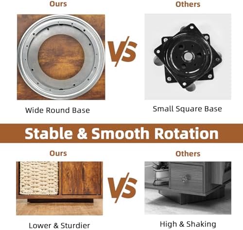 Square Rotating End Table with Storage, 16"D x 16"W x 23.3"H, Rustic Brown - Image 5