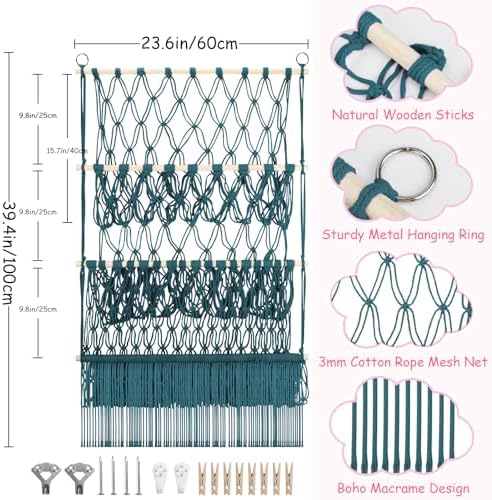 3 Tier Stuffed Animal Storage Net, 24x39'' Large Plushy Net, Aqua - Image 2