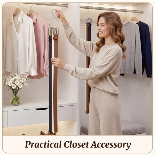 MEILIDY Metal Belt Hanger with Safety Buckle for Closet, Silver, 2 Pcs - Image 5