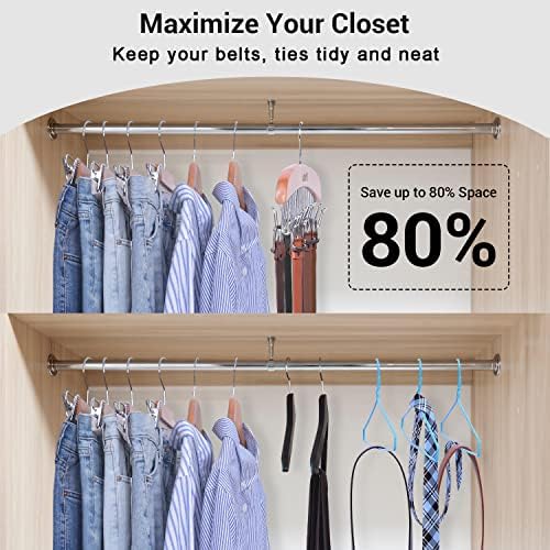 Ohuhu Belt Hanger 12 Hooks Wooden 360° Rotating Closet Organizer - Image 3