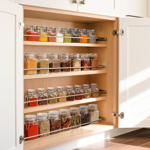 ComSaf Square Small 8 oz Glass Spice Jars with Airtight Lids 6 Pack Pantry - Image 5