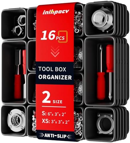 16 PCS Small Parts Tool Box Organizer Trays, tool box trays organizer for Toolbox Organization, Parts Trays and Screw Organizer Box for Tool Chest, Garage Drawers and Workbench by Unknown