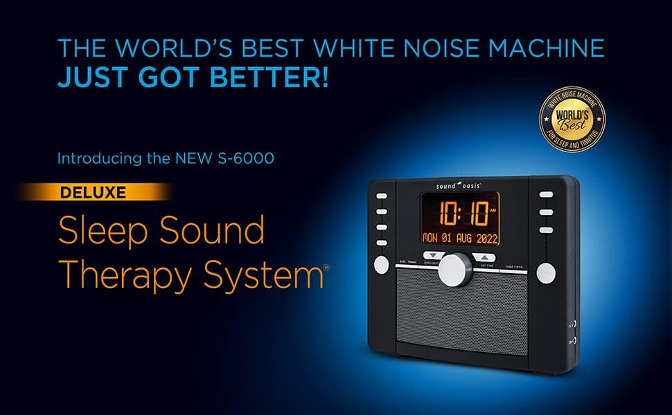 Sound Oasis Deluxe Bluetooth Sleep Tinnitus Sound Machine, World’s Best White Noise Machine for Better Sleep, Tinnitus Management, Clock Radio 288 Sounds