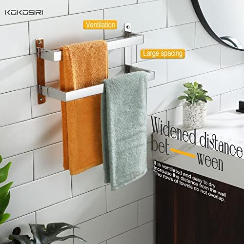 KOKOSIRI Towel Bars Hand Towel Holders 16 Inches Chrome Bathroom 2-Tiers Ladder Towel Rails Wall Mounted Towels Shelves Rack Polished Stainless Steel, B5008CH-L16 - Image 5