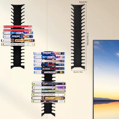 4 Pack Video Game Case Storage Wall Mount - Holds Up to 72 Disc Boxes,Metal Wall Mounted Game Case Holder for PS,DVD,Xbox Game Organizer - Image 3