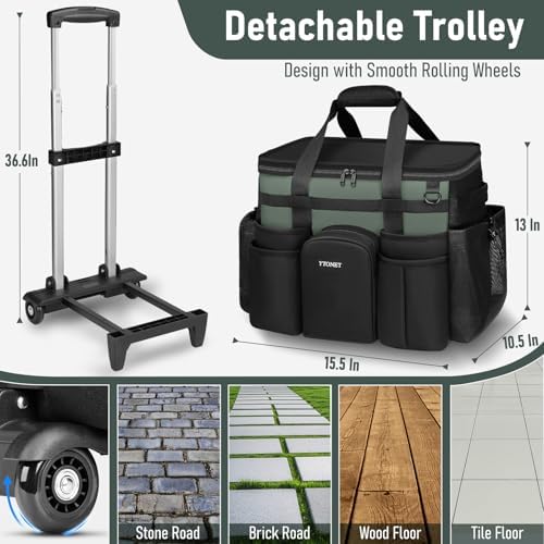Ytonet Cleaning Caddy with Wheels, Extra Large Rolling Cleaning Caddy Bag - Image 3