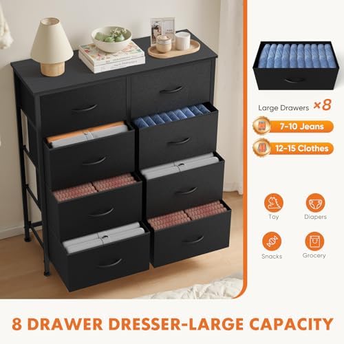 Sweetcrispy 8 Drawer Fabric Dresser, Tall Storage Tower for Bedroom - Image 6