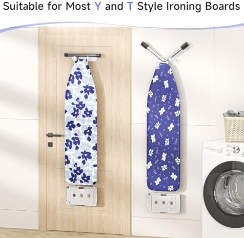 Ironing Board Hanger Wall Mount, Ironing Board Holder for Storage Y or T Leg, Metal Iron Board Hanger for Wall for Laundry Room (White) - Image 3