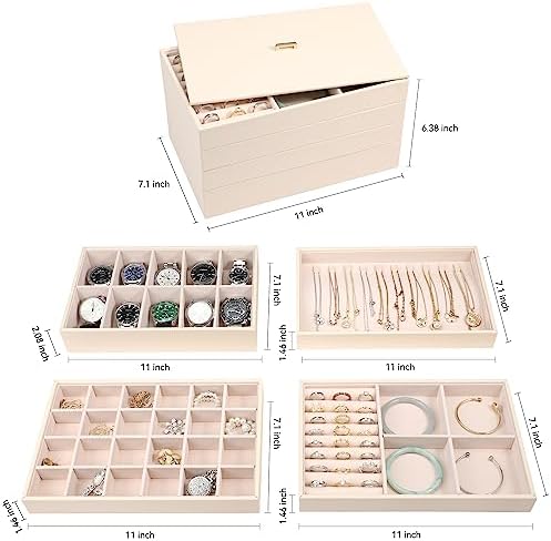 Voova Stackable Jewelry Organizer Tray with Lid (Set of 4, Apricot) - Image 5
