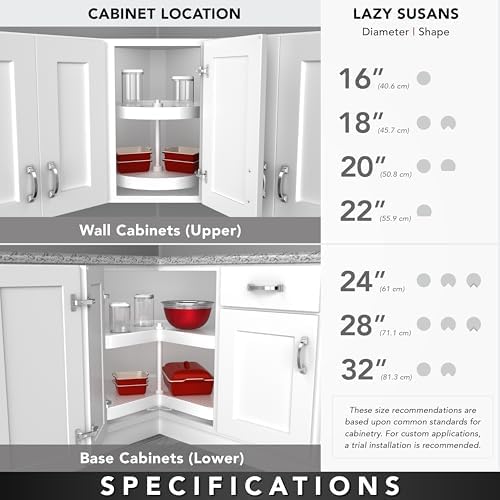 REV-A-SHELF 20" Almond Polymer Full-Circle 2-Shelf Lazy Susan w/Dependent Hardware for Corner Wall Cabinets - Image 6