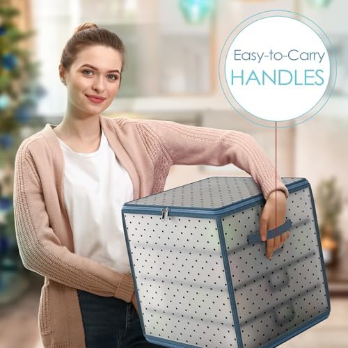 Hearth & Harbor Christmas Ornament Storage Box With 4 Inner Tray Dividers - Plastic Ornament Storage Container For 64 Holiday Ornaments or Decorations - Image 6