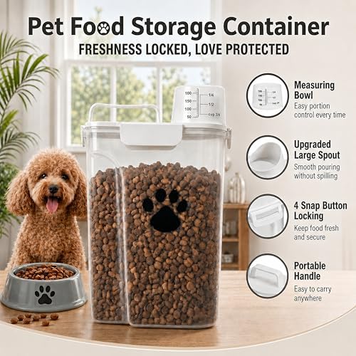 5-7Lbs Dog Storage Container with cleaning brush and Measuring Cup - Image 3