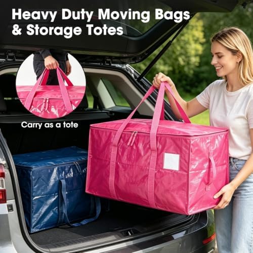 6Pcs Heavy Duty Extra Large Moving Bags Multicolor Storage Totes Fold Flat - Image 6