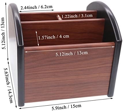 Coideal Remote Control Holder Caddy Wood, Rotating Wooden Pen Pencil Holder Organizer Medium Revolving Desktop Office Supplies Storage for Table (4 Compartments) - Image 4