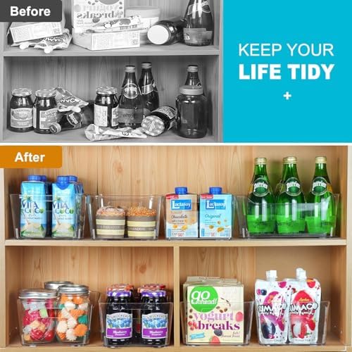 Heyuzb 8 Pack Plastic Organizer Bins and 20 Pcs Freezer Bags Multi-Use Pantry Organizers and Storage Clear Storage Bins for Organizing Kitchen, Fridge, Cabinet and Shelf - Image 4