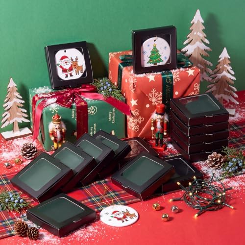 Dunzoom 25 Pcs Christmas Sublimation Blanks Ornament Gift Box, Black - Image 6