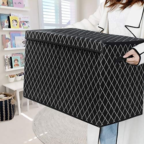 Toy Chest Box Storage Bins for Boys Girls, Kids Large Collapsible Sturdy Container Organizer with Fabric Flip-Top Lid & Handles for Clothes, Blanket, Nursery, Playroom, Bedroom 24.5x13x16 (Black) - Image 4