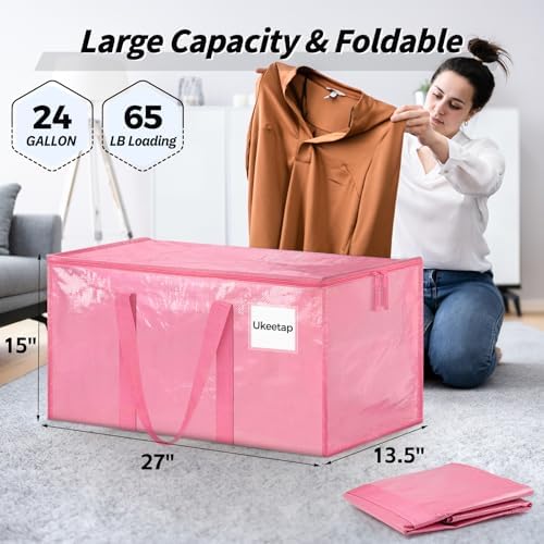 ukeetap 16 Pack Extra Large Clothes Storage Bins with Lids, Pink - Image 2