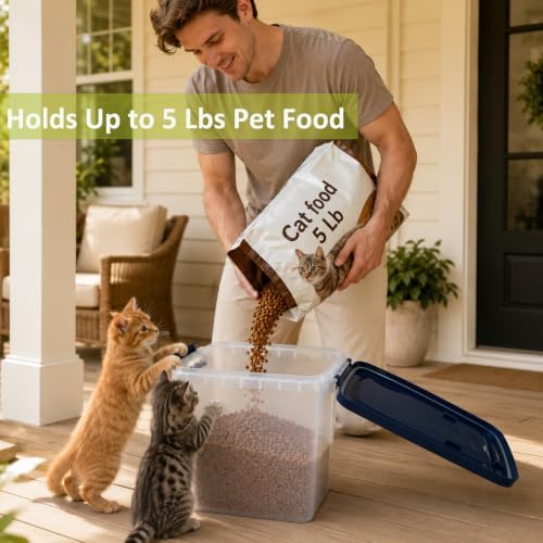 5-10 Lbs Airtight Cat Dog Food Storage Container, 8QT Compact Pet Food Bin - Image 2
