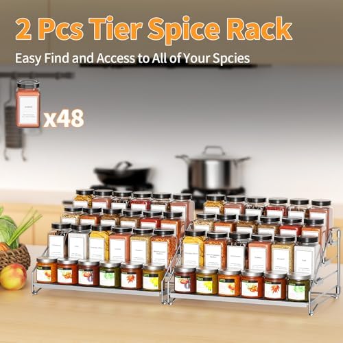 BOIVSHI 4 Tier Spice Rack for Cabinet, Depth Adjustable Spicy Shelf,Gray - Image 5