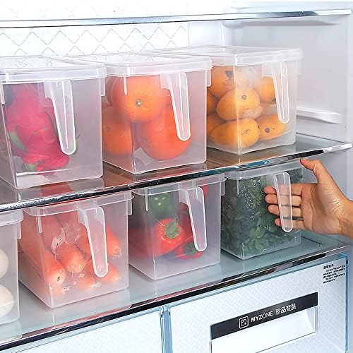 Sooyee 4 Pack 5L Fridge Organizer with Handle & Lid, Clear - Image 2
