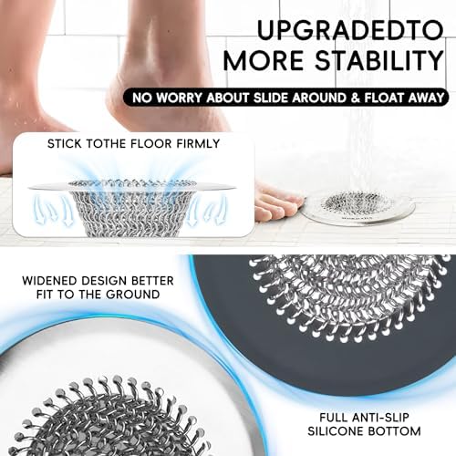 2 Pack Shower Drain Hair Catcher, 4.4" Anti-Clog Shower Drain Cover - Image 5