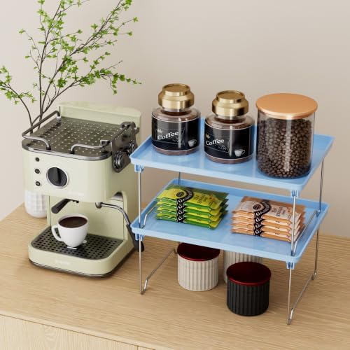 STARLATTA 2 Pcs Blue Countertop Cabinet Organizer Shelf - Image 6