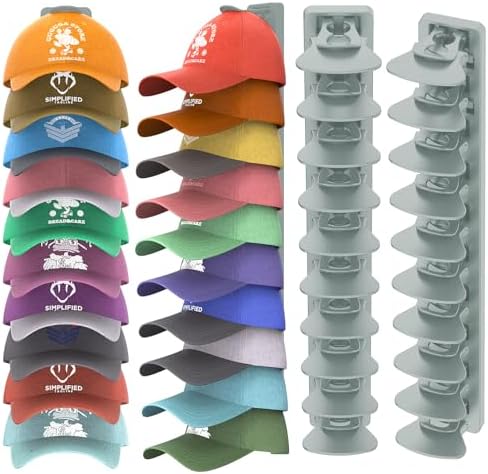 Hat Organizer for Baseball Caps, 2 Pack Hat Rack for Wall, Strong Adhesive Hat Storage Display Holder(Gray) by Unknown