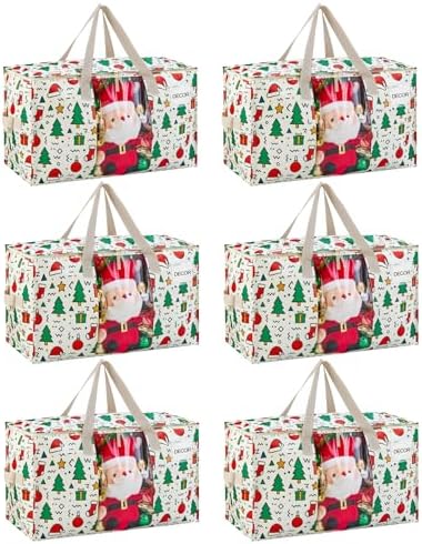 VENO Moving Bags, Christmas Storage Bags, Wide Open Top, Jingle Mix, 6 Pack by Veno