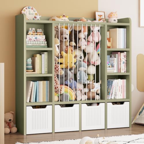 ONBRILL 3-in-1 Toy & Stuffed Animal Storage, 4 Movable Toy Chest, Green - Image 7