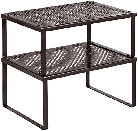SONGMICS Set of 2 Metal Spice Racks, Stackable Expandable Shelf Risers by SONGMICSbySONGMICSHOME