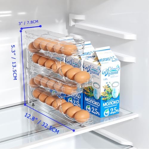 Egg Holder with Lid for Fridge, FIFO Egg Roller for Eggs 12 Count, Clear - Image 6