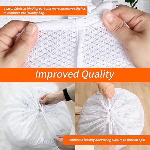 Polecasa 2 Pack Heavy Duty Diamond X-Large Mesh Laundry Bag, 30x36", White - Image 4