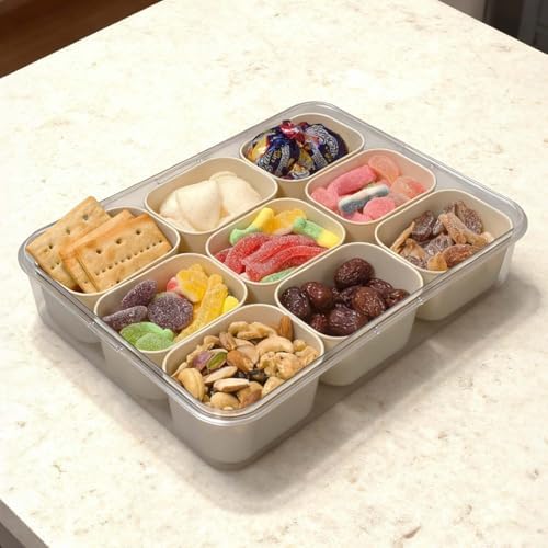 SILIVO Snackle Box Container, Divided Serving Tray with Lid and Handle - Image 4