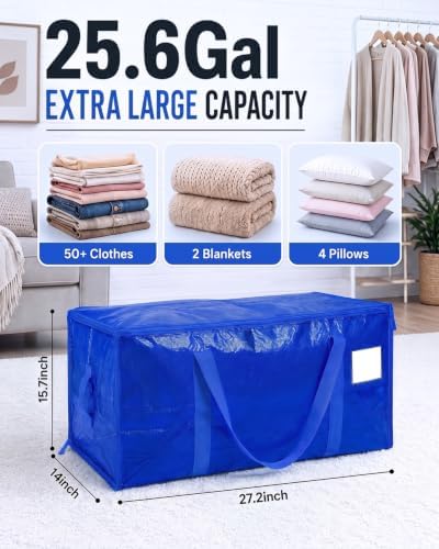 Moving Bags, 97L Heavy Duty Storage Bags Strong Handles & Zipper, 6-Pack - Image 5