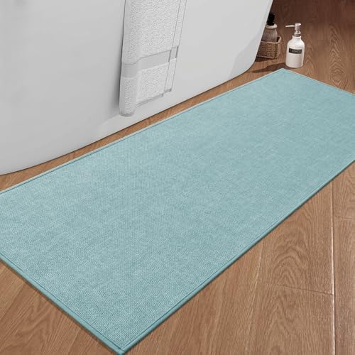 chakme Bathroom Rugs Mat 59x25, Ultra Thin Non Slip Bath Mat Large Quick Dry Absorbent Bath Mat for Bathroom Floor, (Navy Blue, 59"x25") by CHAKME