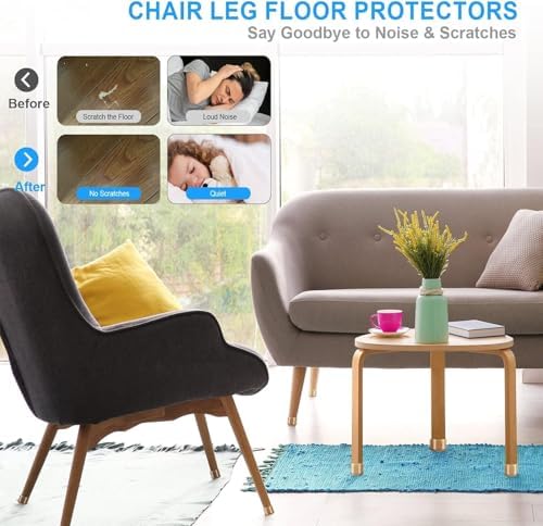 OCONDA 20 Pcs Chair Leg Floor Protectors for Hardwood Floors, Black Rubber Furniture Sliders with Felt, Silicone Furniture Leg Caps Covers (Fit Square Diameter:1-8/16" to 1-12/16") - Image 5