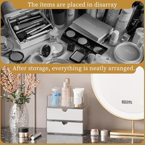 3 Tier Medicine Cabinet Organizer and Storage,Stackable Bathroom Medicine Organizer with Removable Dividers, Plastic Vanity Storage,White - Image 5