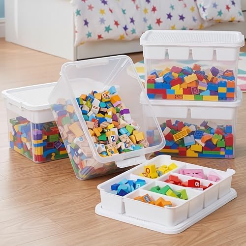 Citylife 32QT 2-Pack Clear Craft Storage Box Buildable Lid Removable Tray - Image 2