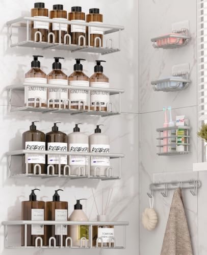 8 Pack Adhesive Bathroom Holders & Dispensers for Kids & Adults, Light Gray by Unknown