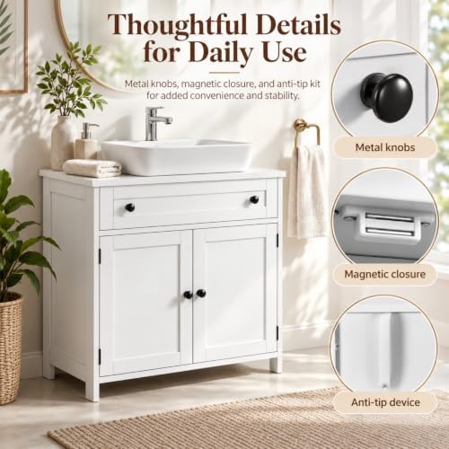 Bonnlo 24 Inch Bathroom Vanity Cabinet Without Sink, White, 2 Doors - Image 7