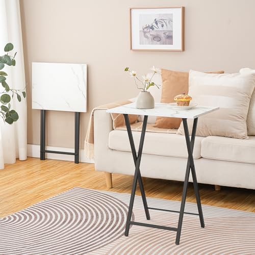 HOOBRO Folding TV Tray Tables, Set of 2 Stable Snack Table for Small Space - Image 4