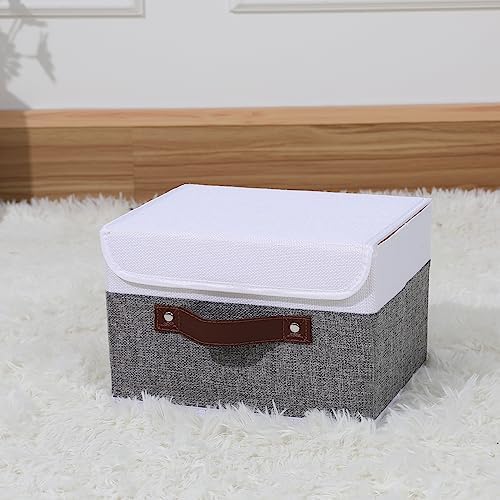 ANMINY Fabric Storage Box Bins with Lids, Gray White, 10"x8"x7" - Image 6