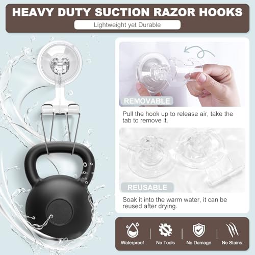 VIS'V Shower Suction Cup Razor Holder for His and Hers, Clear, 2 Pcs - Image 4